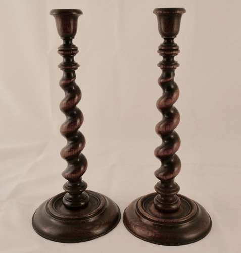 Pair of Oak Candlesticks