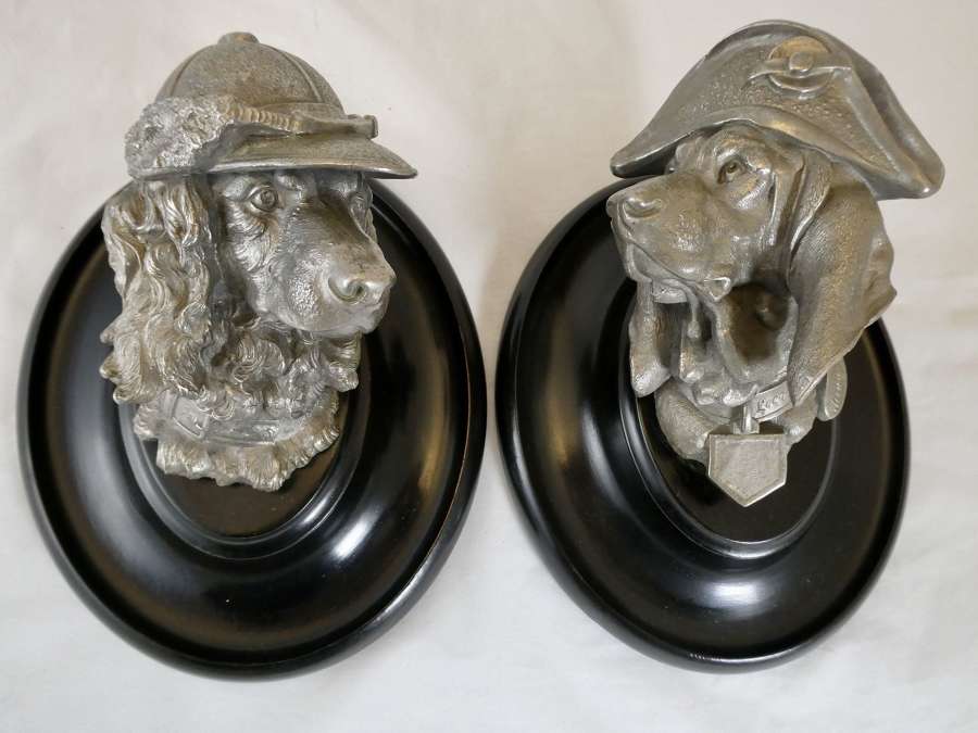Pair of Cast Metal Dog's Heads