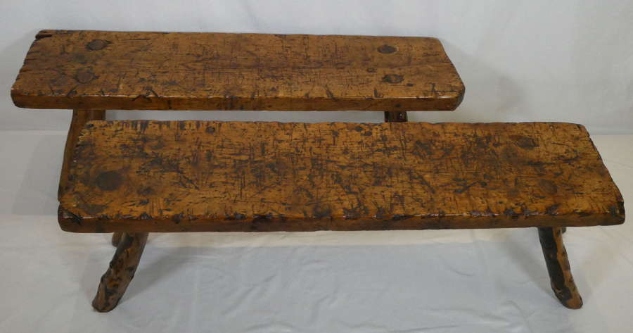 Two Rustic Pine Benches