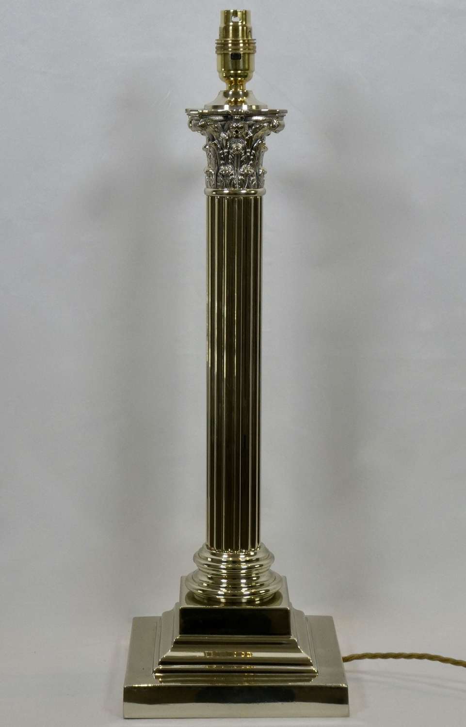 19th Century Nickel Column Lamp
