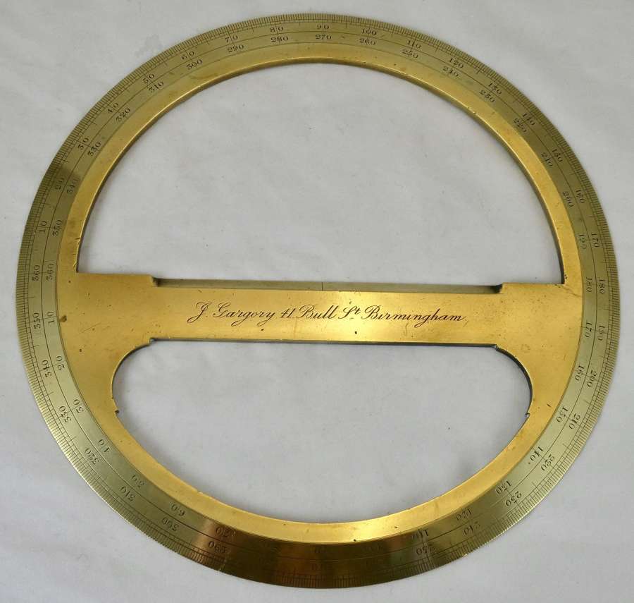 Mid 19th Century Full Circle Brass Protractor