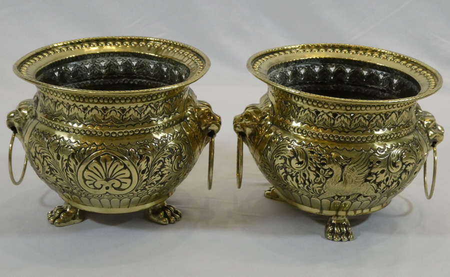 Pair of 19th Century Flemish Brass Jardinières