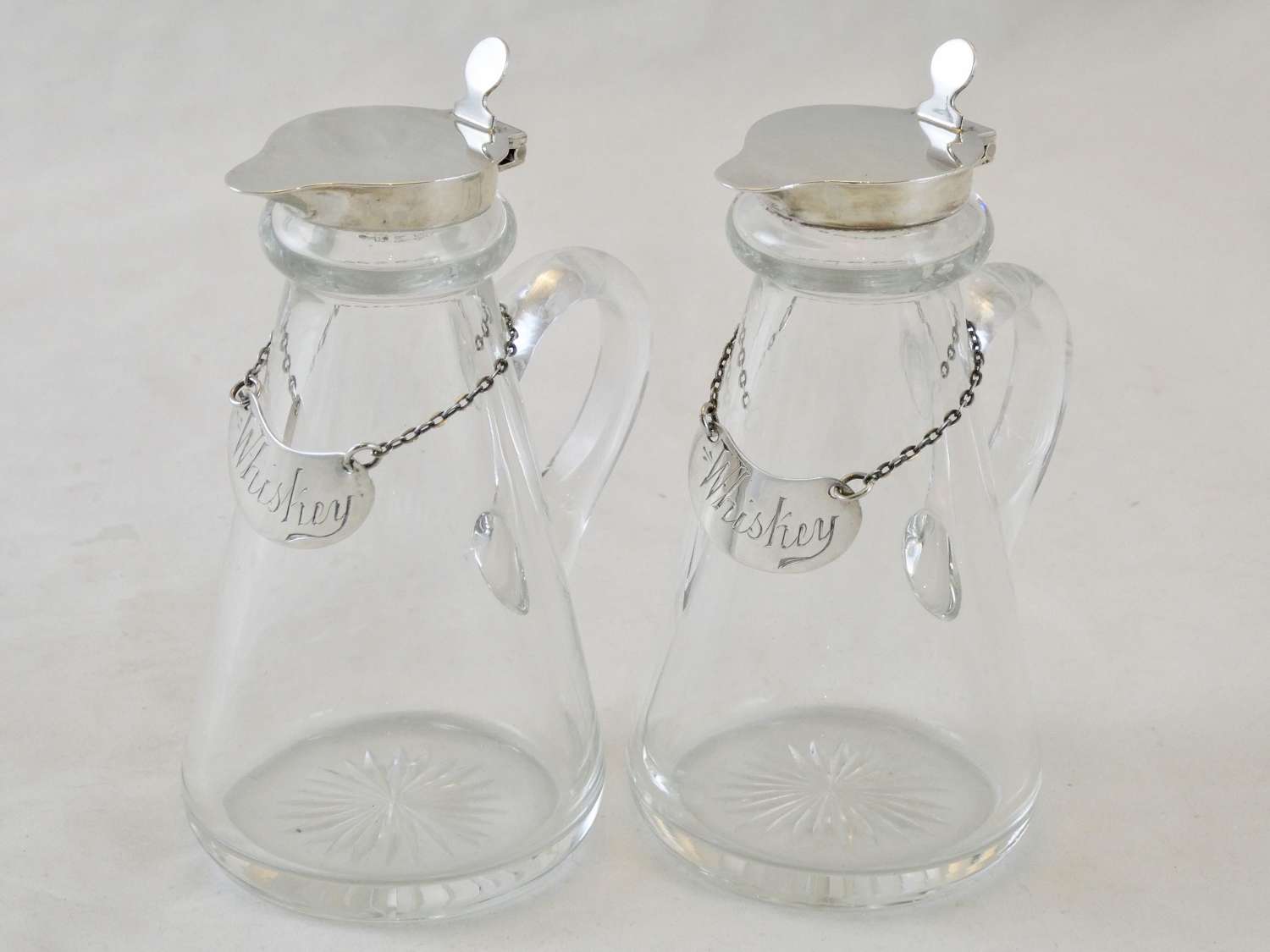 Pair of Glass and Silver Whisky Tots