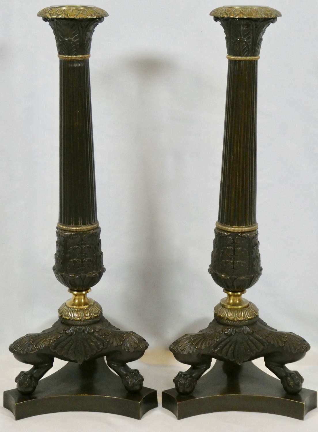Pair of French Empire Bronze Candlesticks