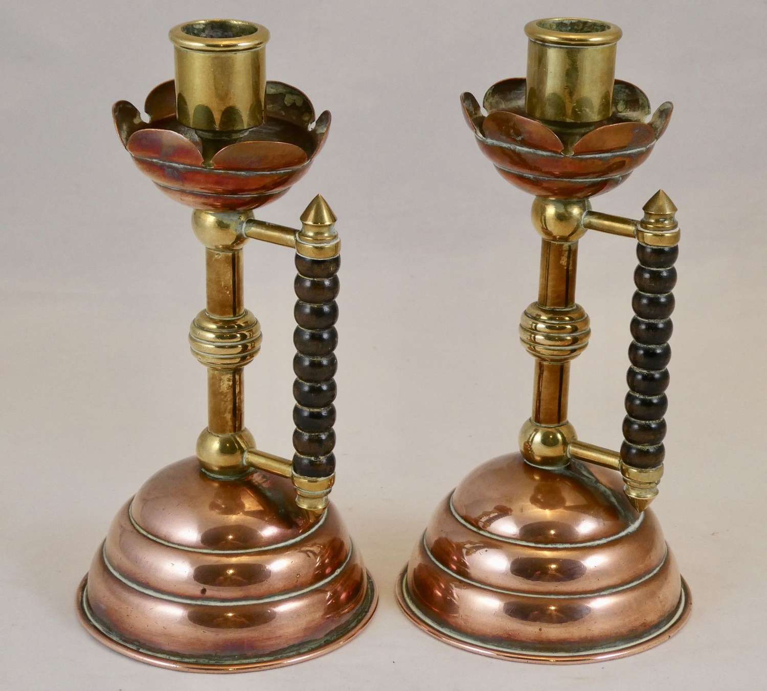 Pair of late 19th Century Copper and Brass Candlesticks