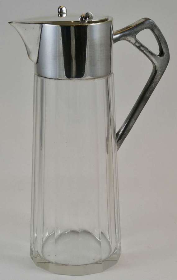 Silver Plate and Glass Wine Jug