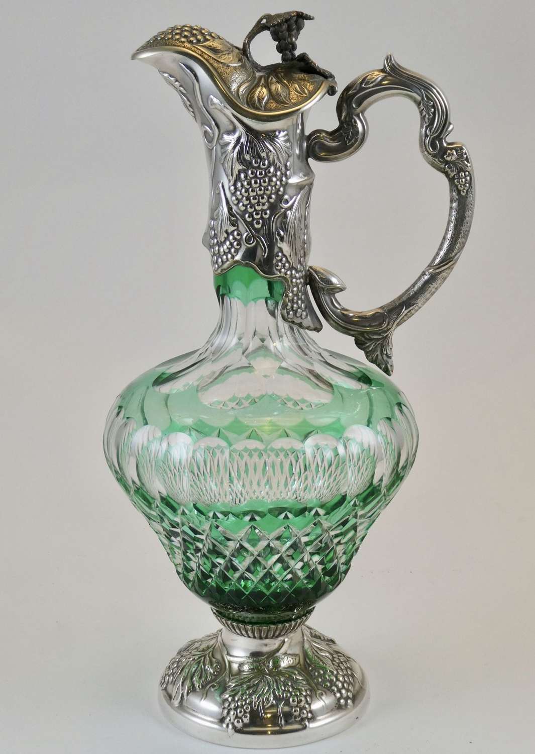 Silver Plate and Cased Glass Claret Jug