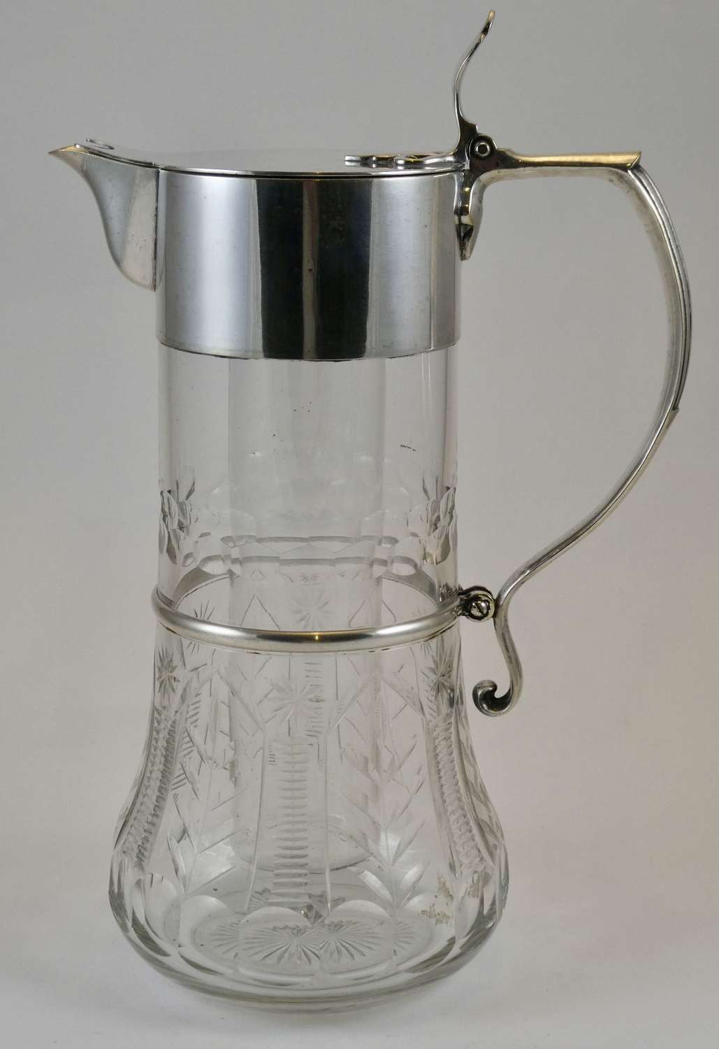 Silver Plate and Cut Glass Jug