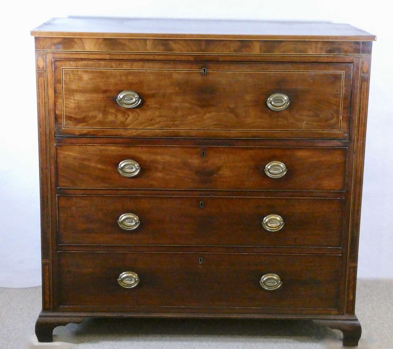 George III Inlaid Mahogany Secrétaire Chest