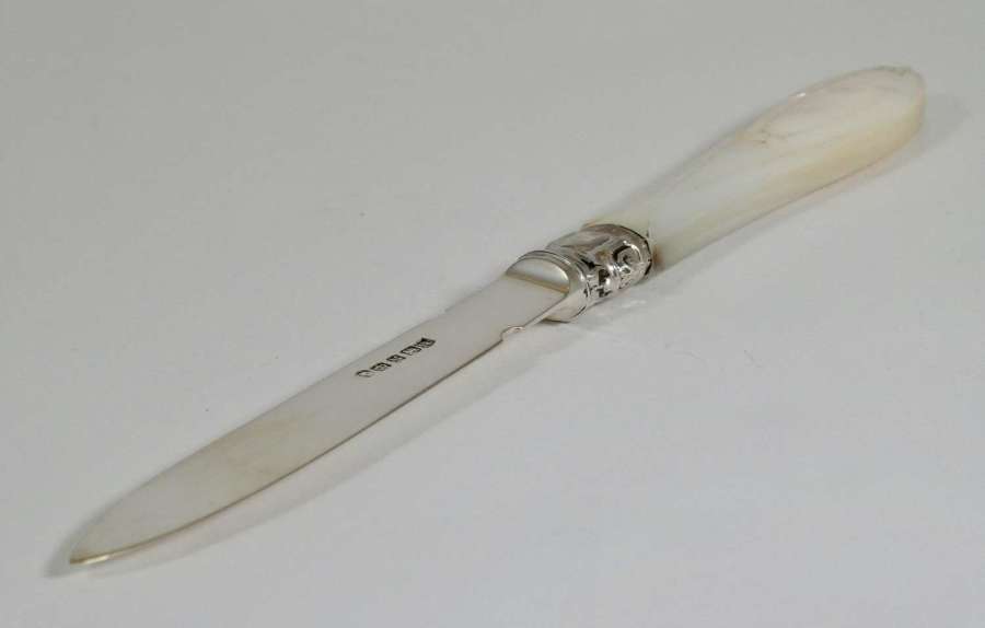 Silver Letter Opener With Mother-of-Pearl Handle