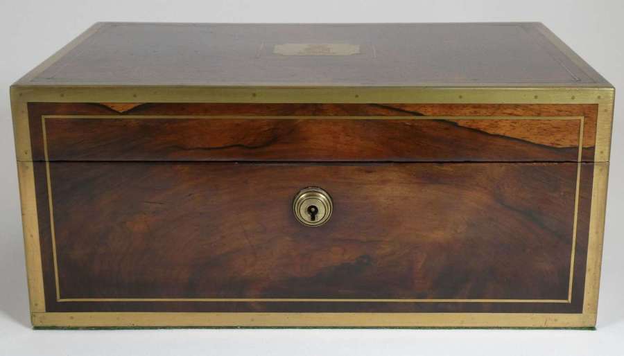 19th Century Brass Bound Rosewood Jewellery Box, circa 1830