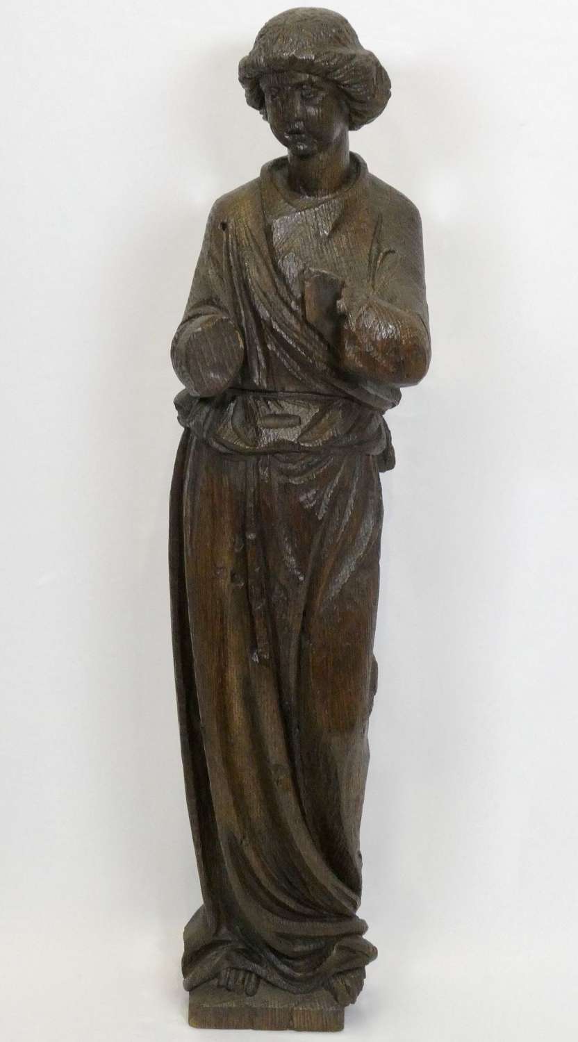 15th Century Carved Oak Figure