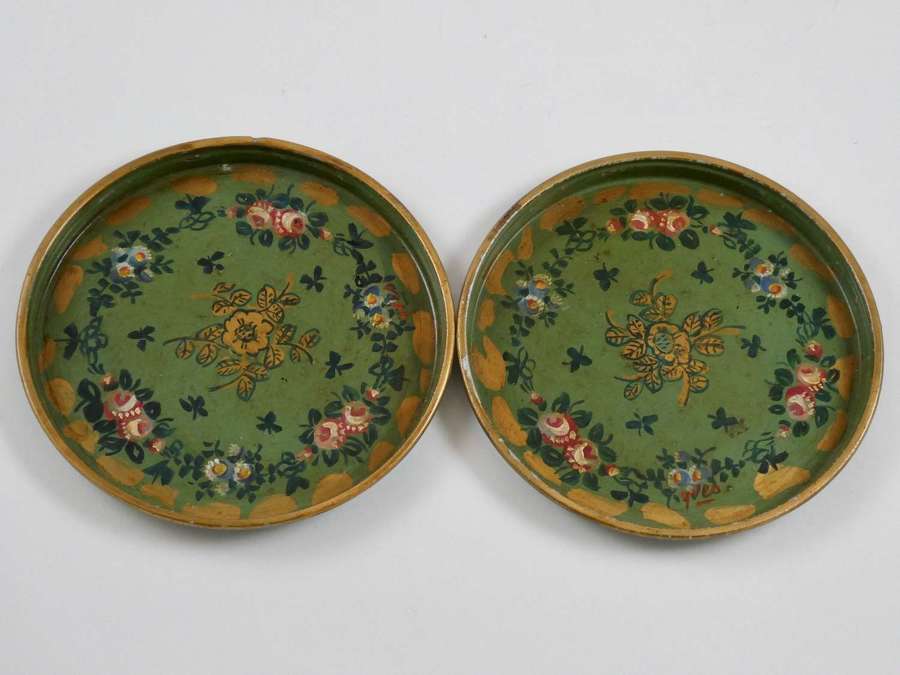 Pair of Early 20th Century Toleware Coasters