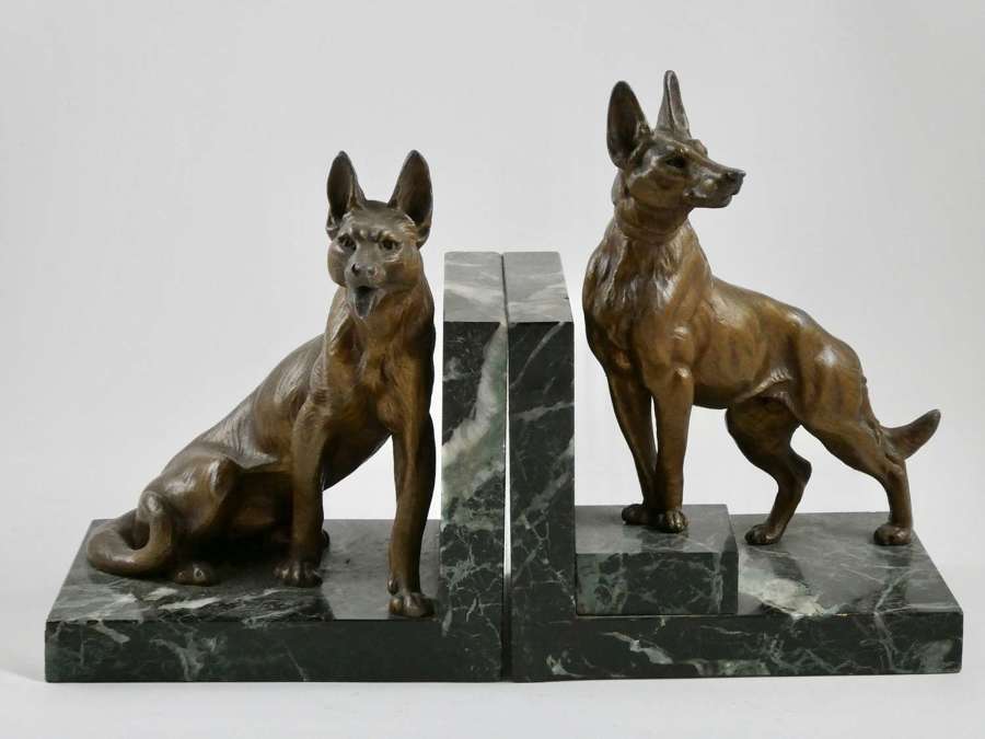Pair of 1930s Spelter Dog Bookends