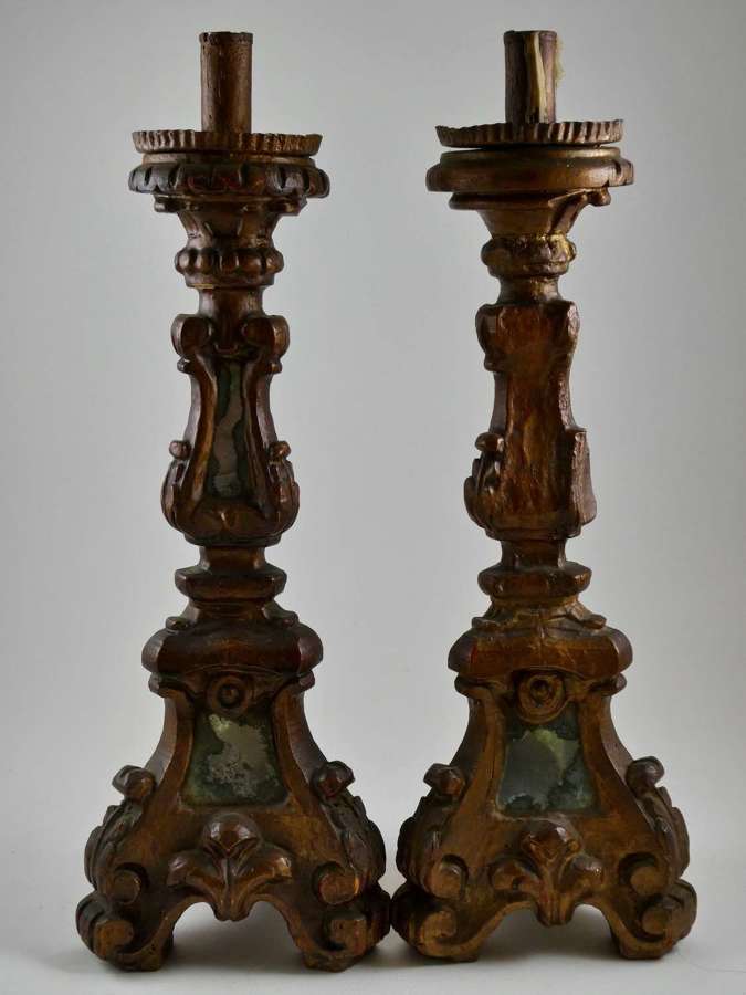 Pair of Early 19th Century Giltwood Candlesticks