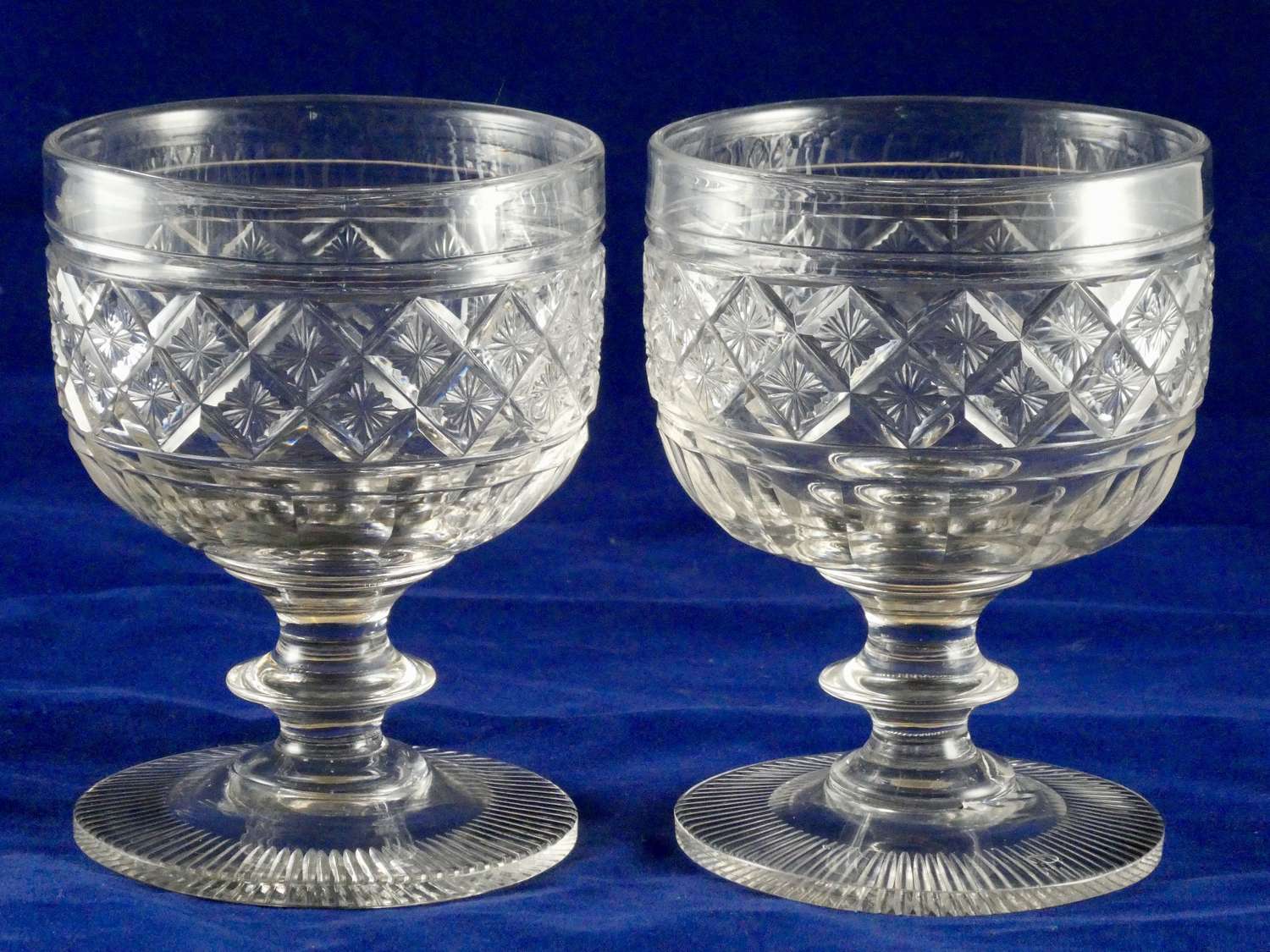 19th century Pair of Cut Glass Rummers