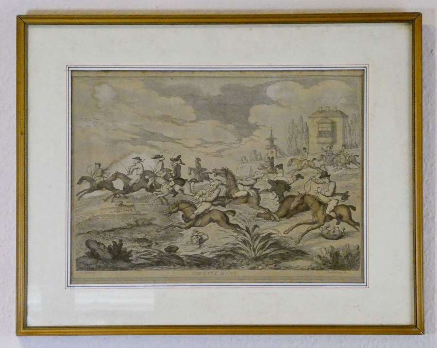 19th century 'The City Hunt' print by Rowlandson & Bunbury