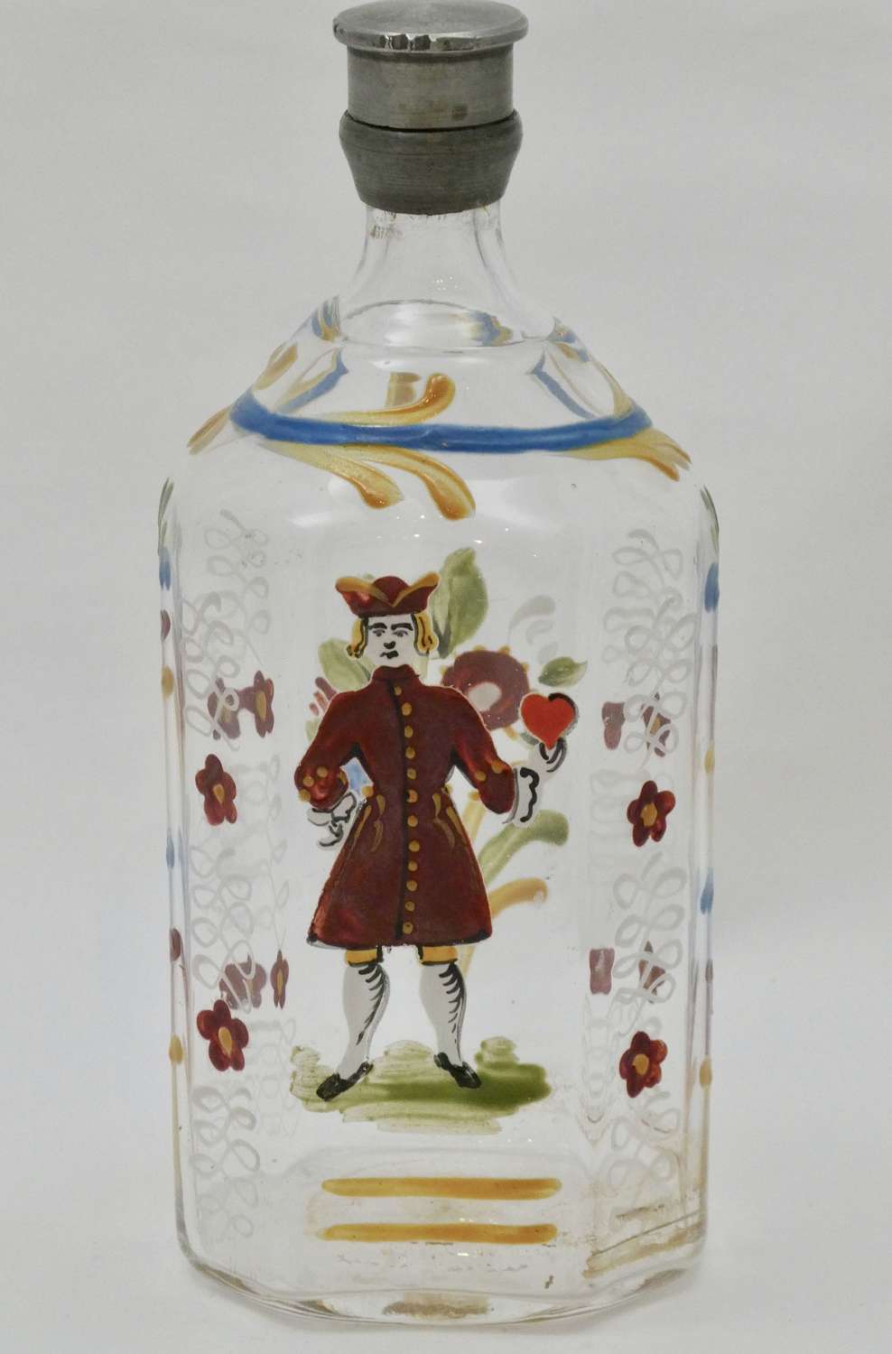 19th Century Steigel Type Enamelled Glass Bottle