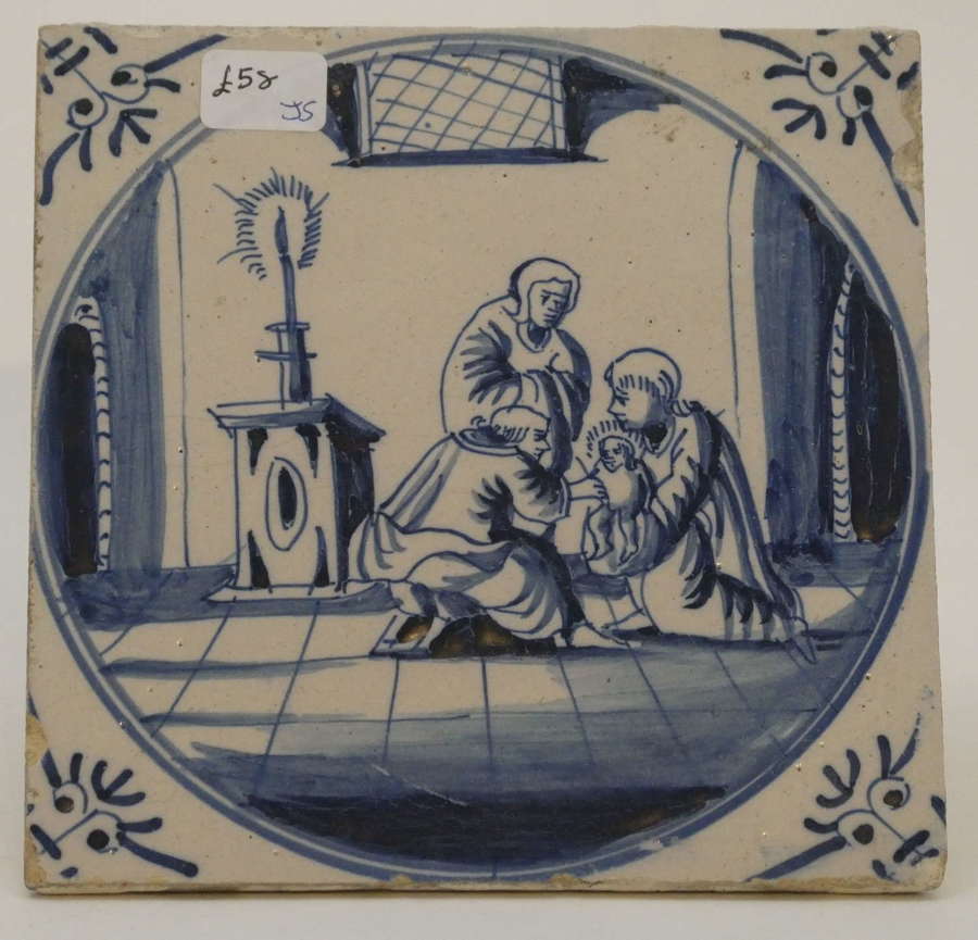 Antique Delft Ceramic Tile